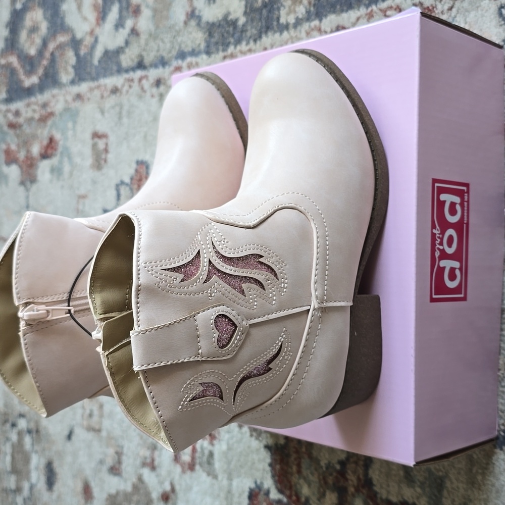 POP GIRLS "BLUSH" COLOR ANKLE BOOTS WITH SPARKLES SIZE 2